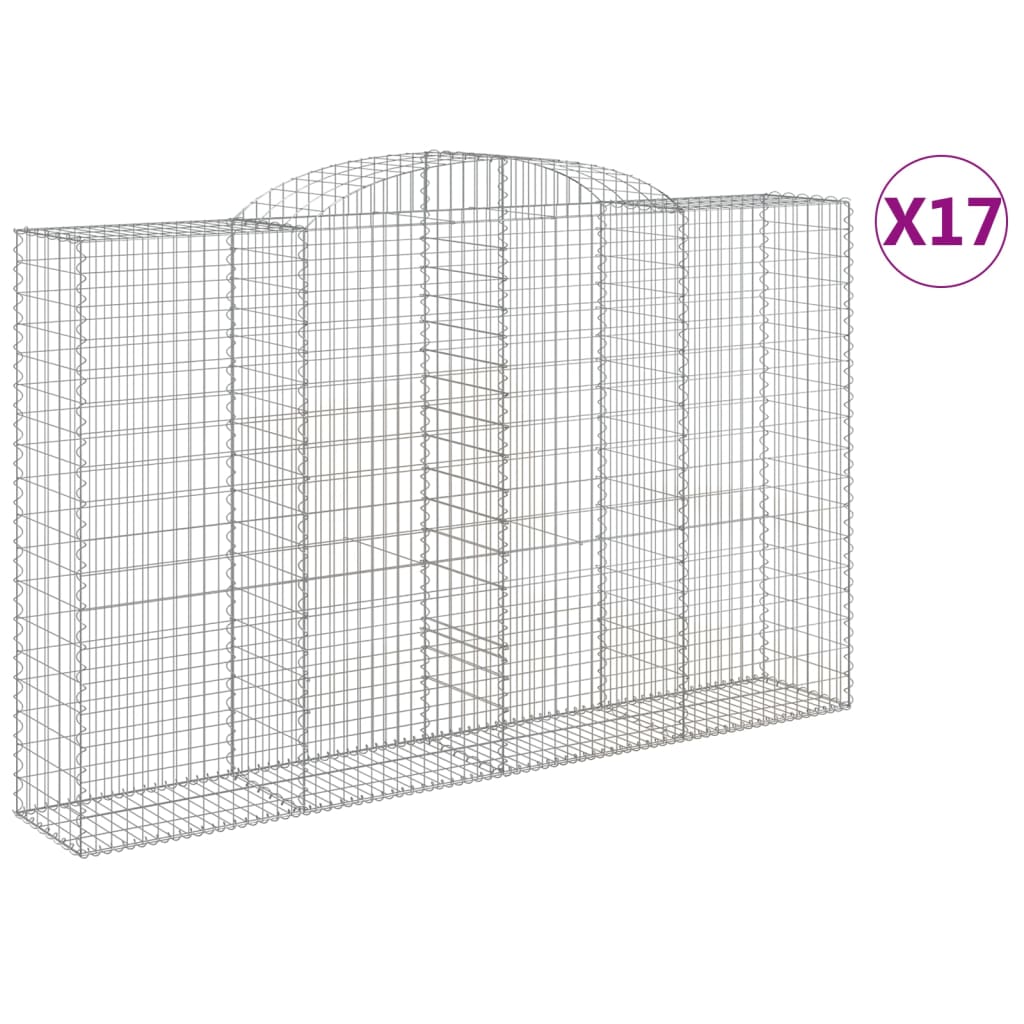 Gabionen mit Hochbogen 17 Stk 300x50x180/200cm Verzinktes Eisen