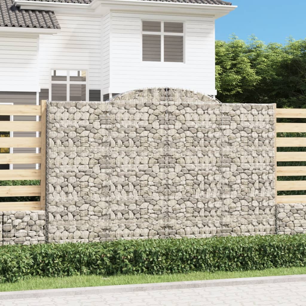 Gabionen mit Hochbogen 2 Stk. 300x50x200/220cm Verzinktes Eisen