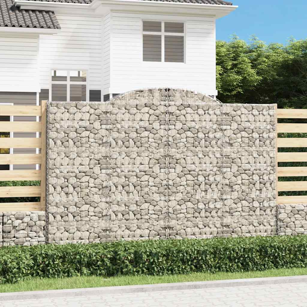 Gabionen mit Hochbogen 12 Stk 300x50x200/220cm Verzinktes Eisen