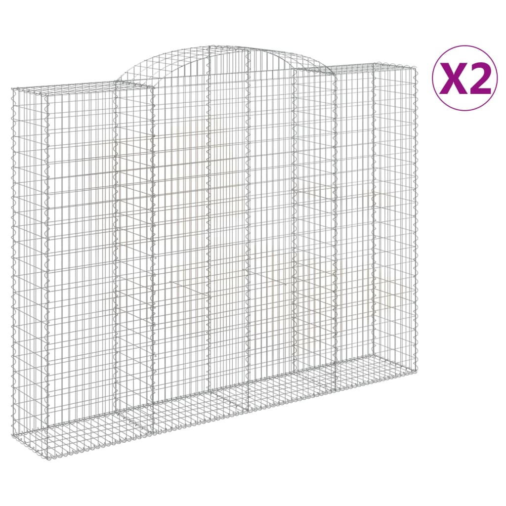 Gabionen mit Hochbogen 2 Stk 300x50x220/240cm Verzinktes Eisen