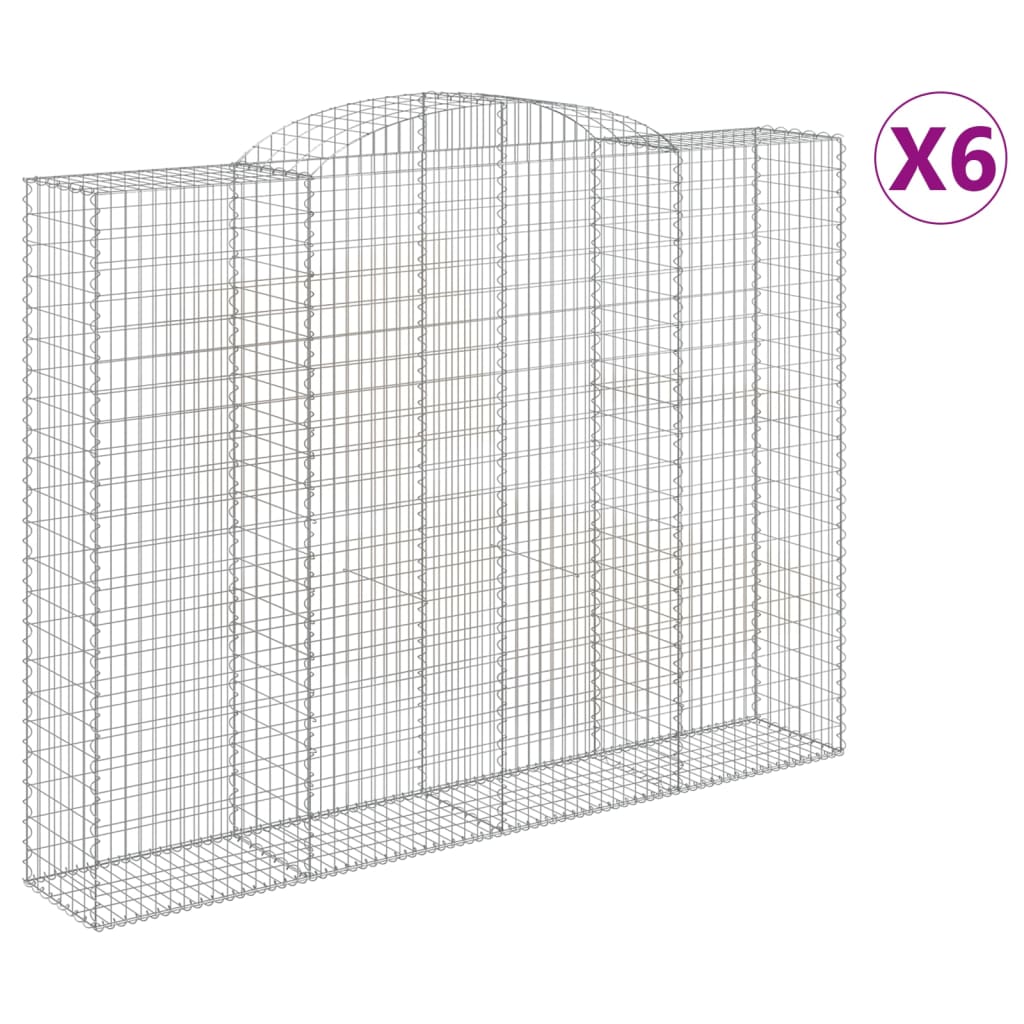 Gabionen mit Hochbogen 6 Stk. 300x50x220/240cm Verzinktes Eisen