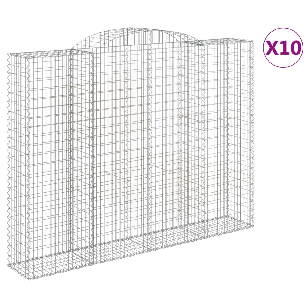 Gabionen mit Hochbogen 10 Stk 300x50x220/240cm Verzinktes Eisen