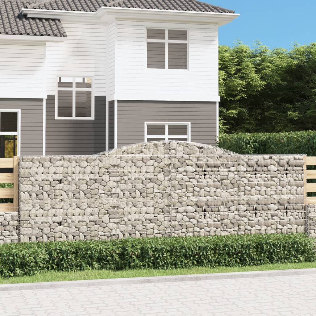 Gabionen mit Hochbogen 5 Stk. 400x30x140/160cm Verzinktes Eisen
