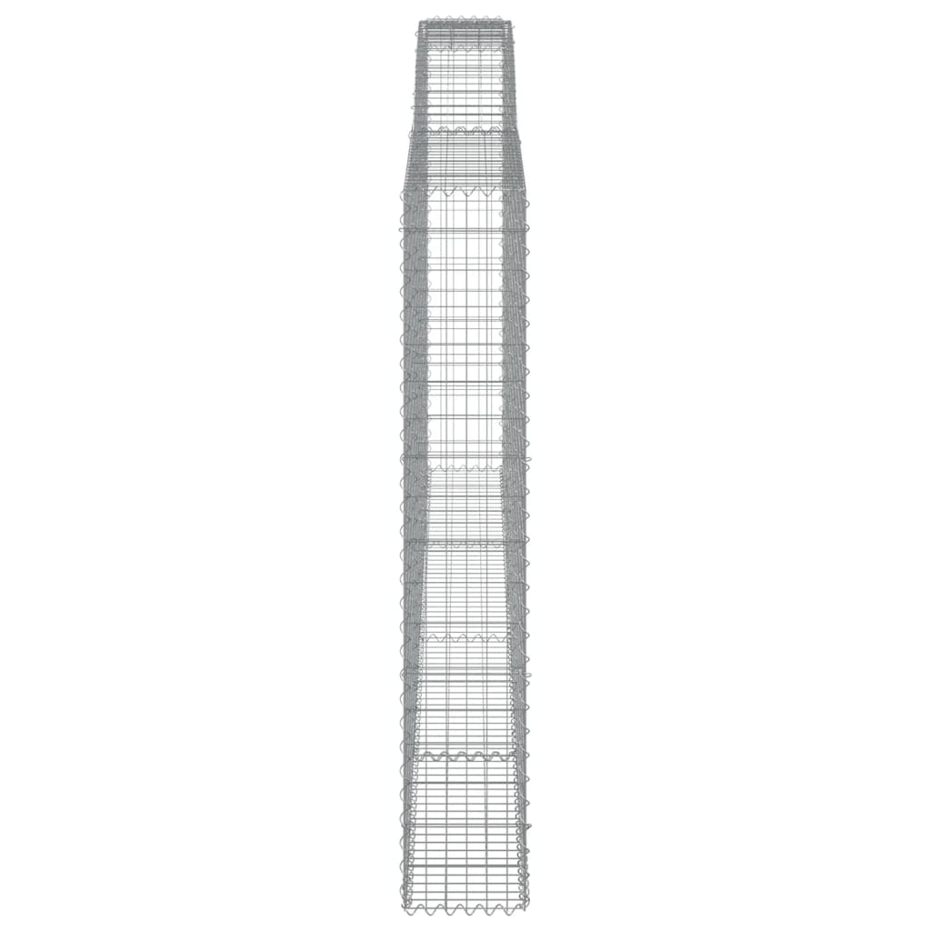 Gabionen mit Hochbogen 4 Stk. 400x30x180/200cm Verzinktes Eisen
