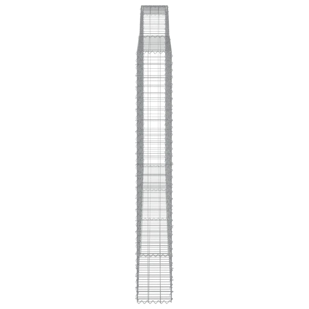 Gabionen mit Hochbogen 4 Stk. 400x30x220/240cm Verzinktes Eisen
