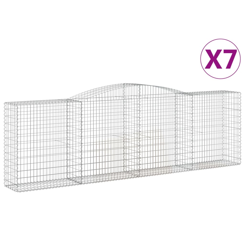 Gabionen mit Hochbogen 7 Stk. 400x50x120/140cm Verzinktes Eisen