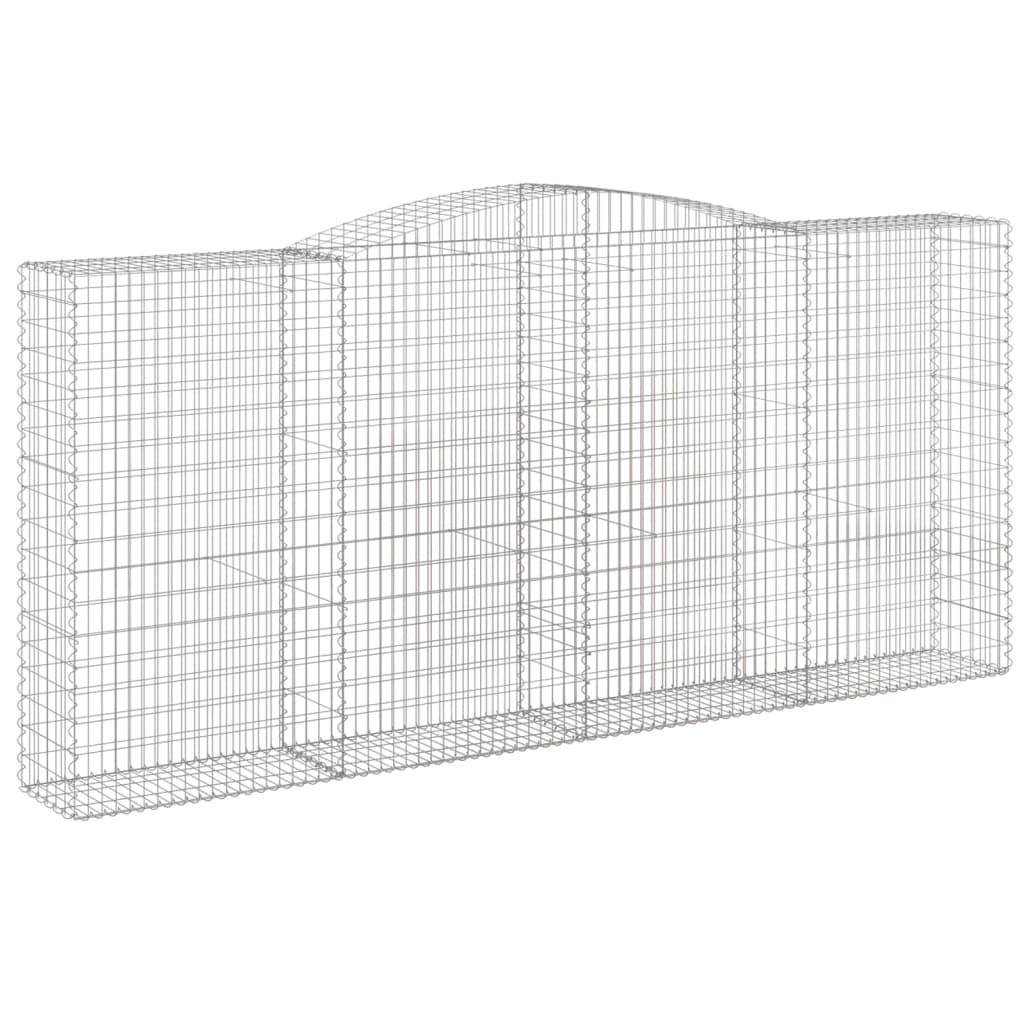 Gabionen mit Hochbogen 5 Stk. 400x50x180/200cm Verzinktes Eisen