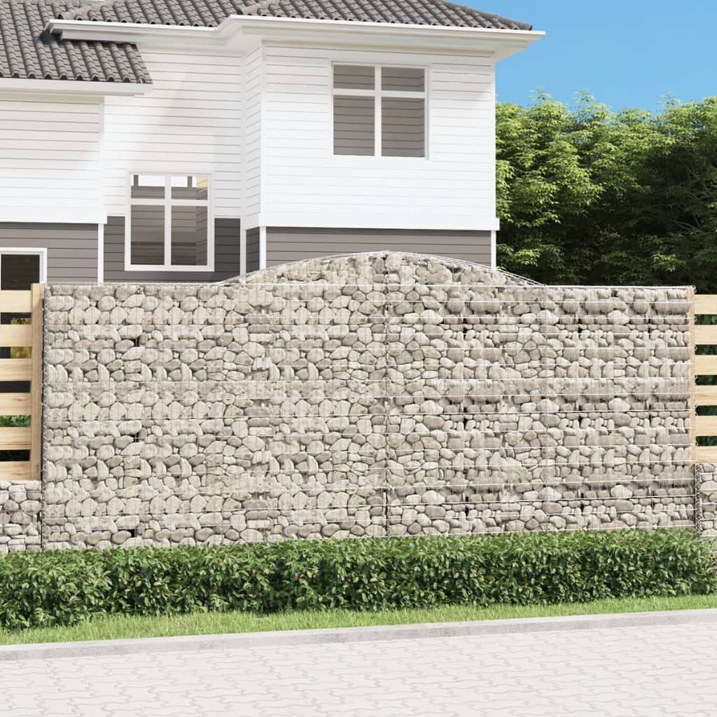 Gabionen mit Hochbogen 7 Stk. 400x50x180/200cm Verzinktes Eisen