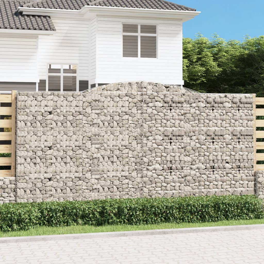 Gabionen mit Hochbogen 4 Stk. 400x50x200/220cm Verzinktes Eisen