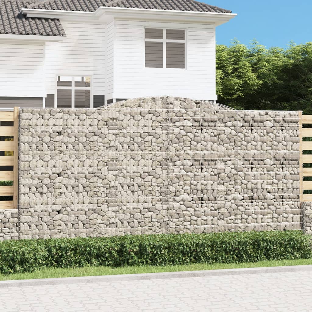 Gabionen mit Hochbogen 6 Stk. 400x50x200/220cm Verzinktes Eisen