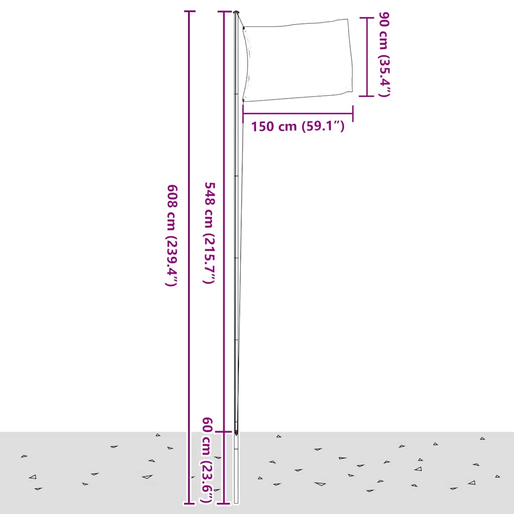 Flagge Spaniens mit Mast 6,08 m Aluminium