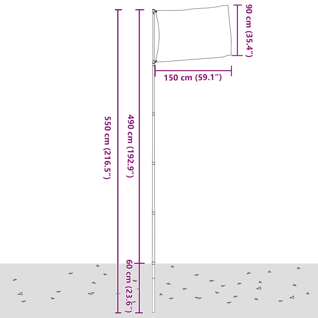 Flagge der Vereinigten Staaten mit Mast 5,5 m Aluminium