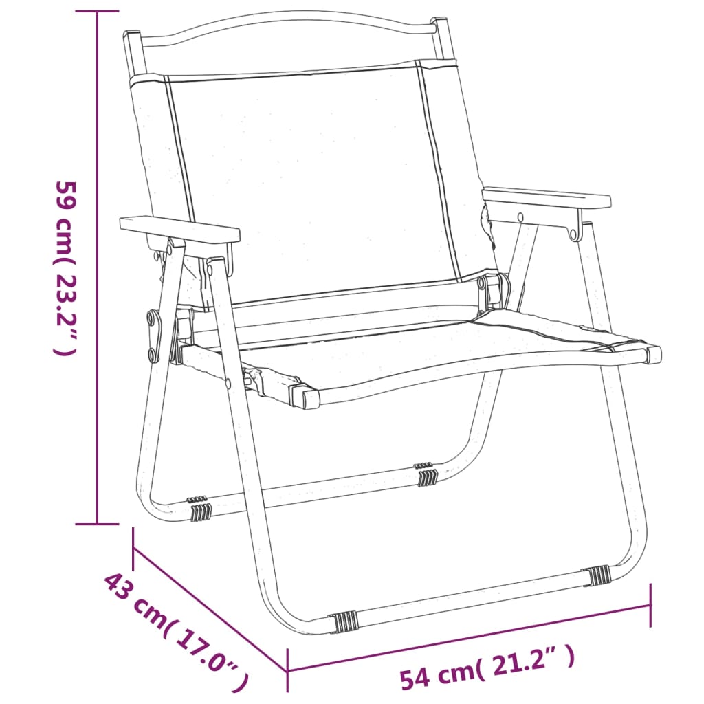 Campingstühle 2 Stk. Beige 54x43x59 cm Oxford-Gewebe