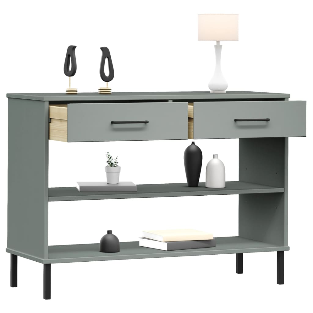 Konsolenschrank OSLO mit Metallbeinen Grau Massivholz Kiefer