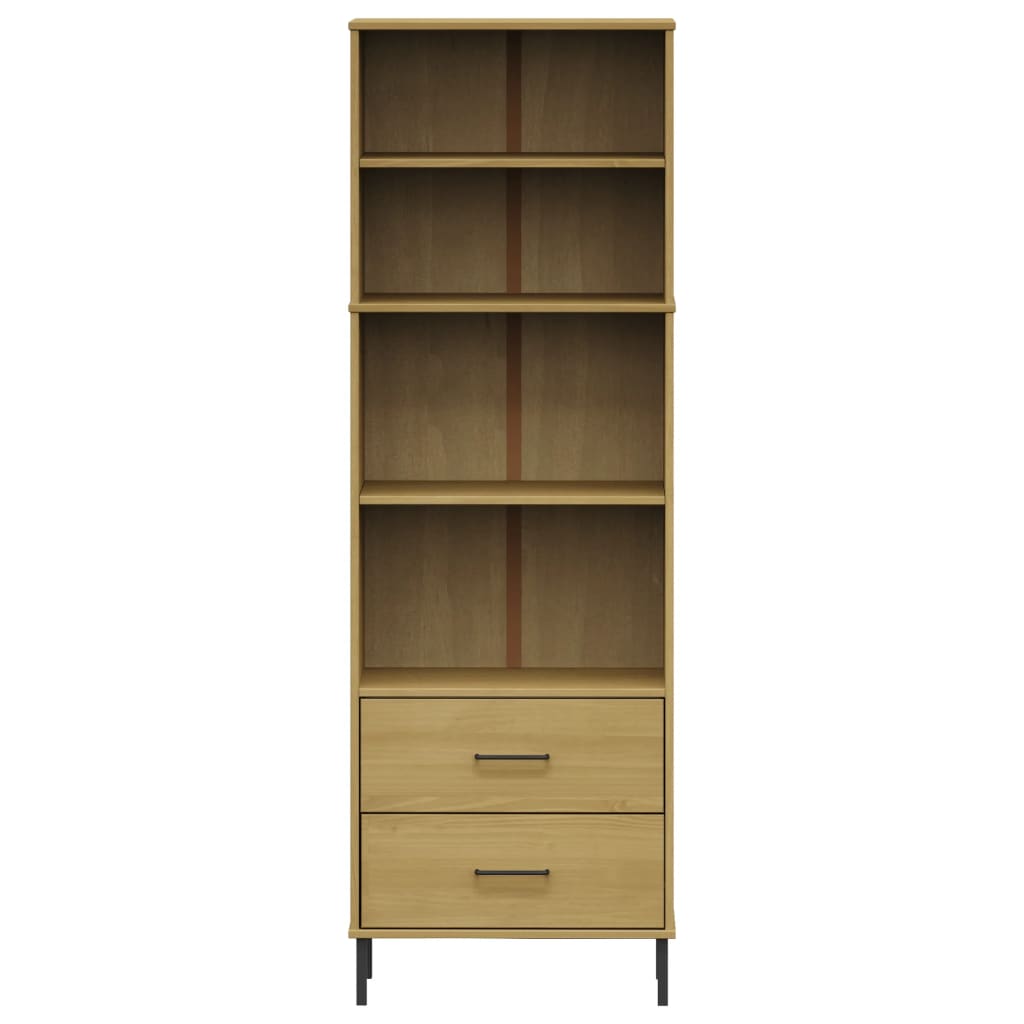 Bücherregal OSLO mit 2 Schubladen Braun 60x35x180 cm Massivholz