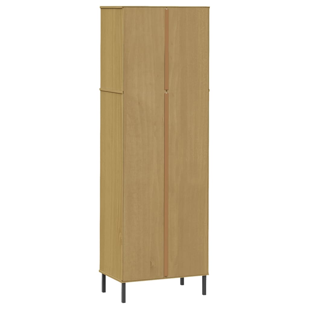 Bücherregal OSLO mit 2 Schubladen Braun 60x35x180 cm Massivholz