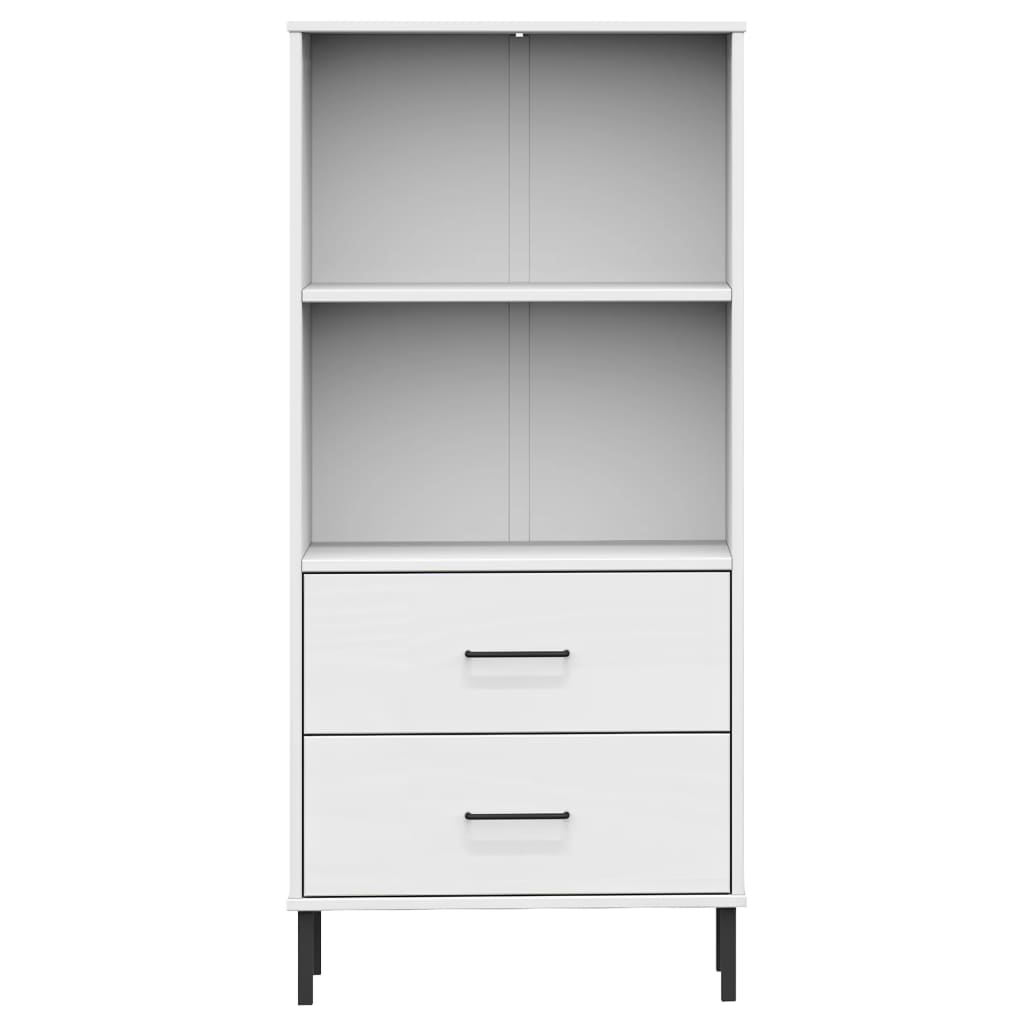 Bücherregal OSLO mit 2 Schubladen Weiß 60x35x128,5cm Massivholz