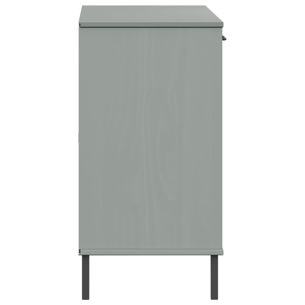 Sideboard OSLO mit Metallbeinen Grau 113x40x77 cm Massivholz