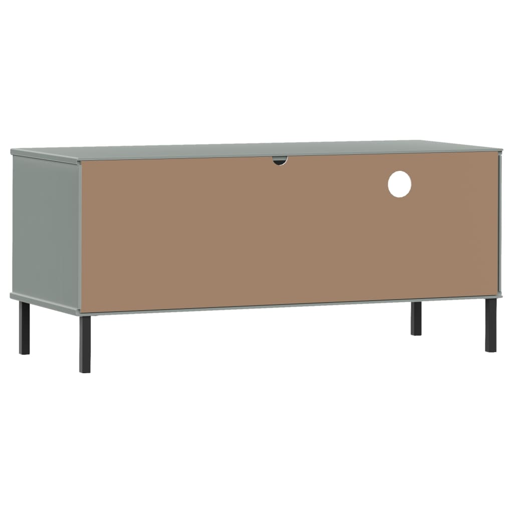 TV-Schrank OSLO mit Metallbeinen Grau Massivholz Kiefer