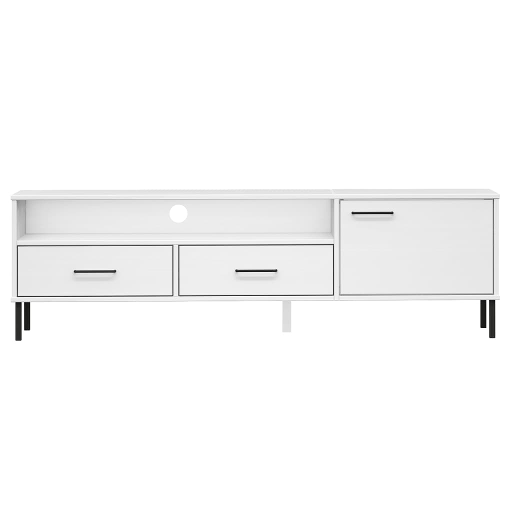 TV-Schrank OSLO mit Metallbeinen Weiß Massivholz Kiefer