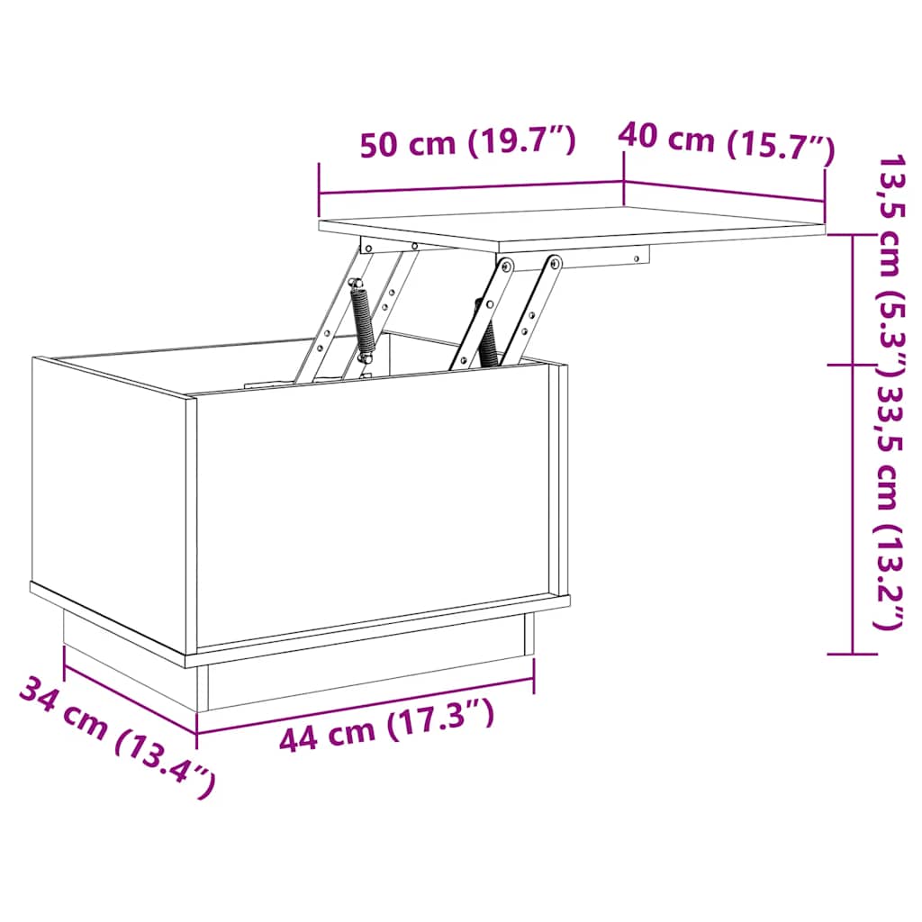 Couchtisch Schwarz 40x50x35 cm Massivholz Kiefer