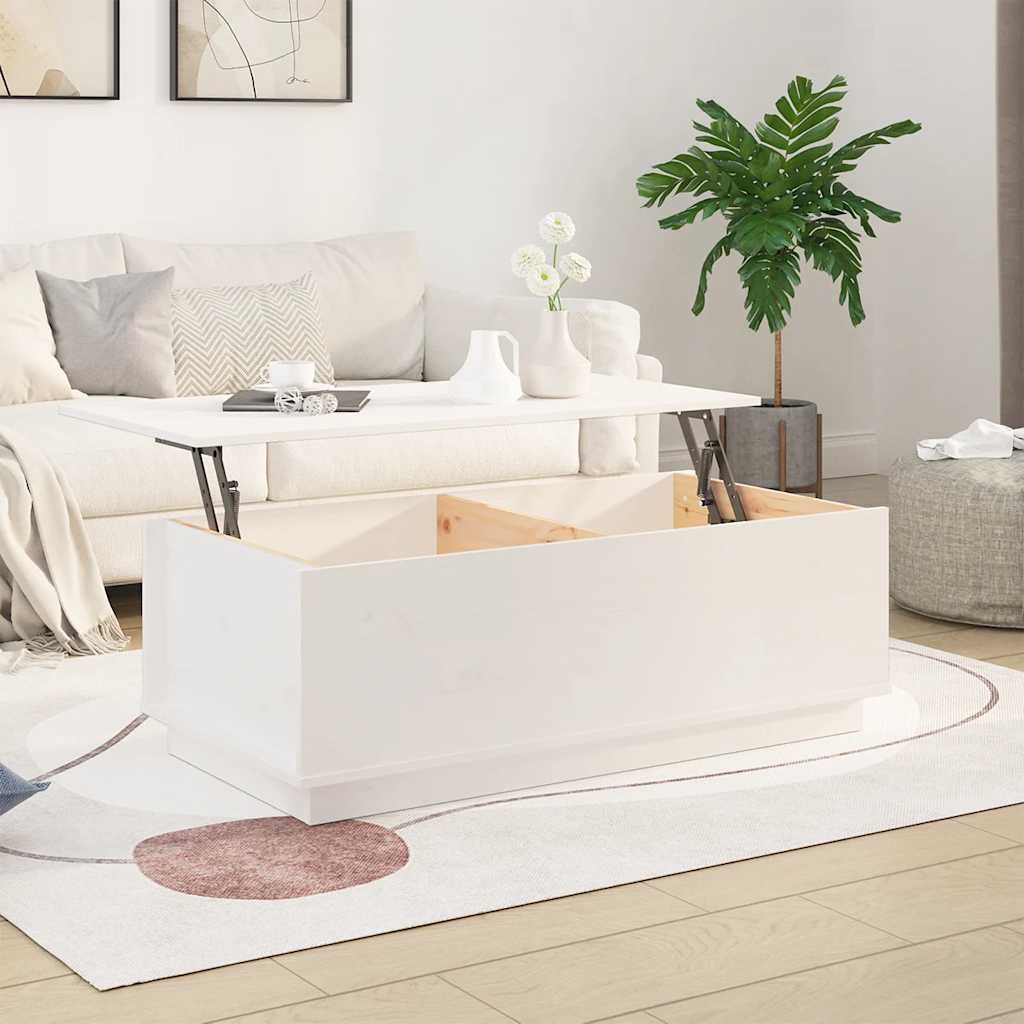 Couchtisch Weiß 100x50x35 cm Massivholz Kiefer