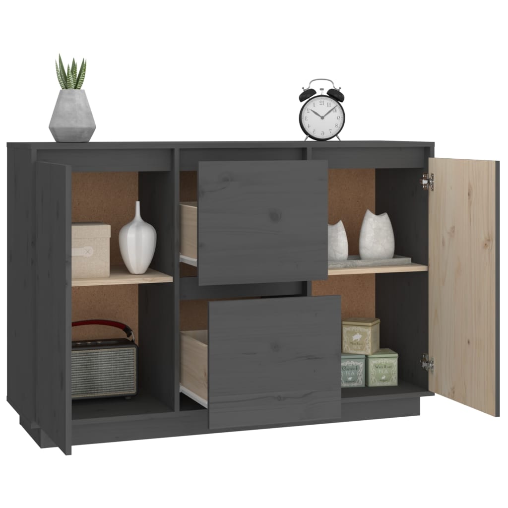 Sideboard Grau 111x34x75 cm Massivholz Kiefer