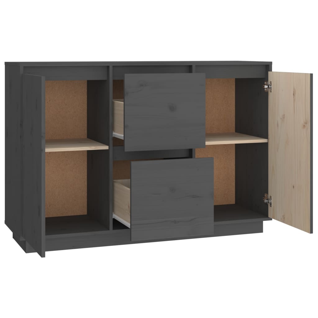 Sideboard Grau 111x34x75 cm Massivholz Kiefer
