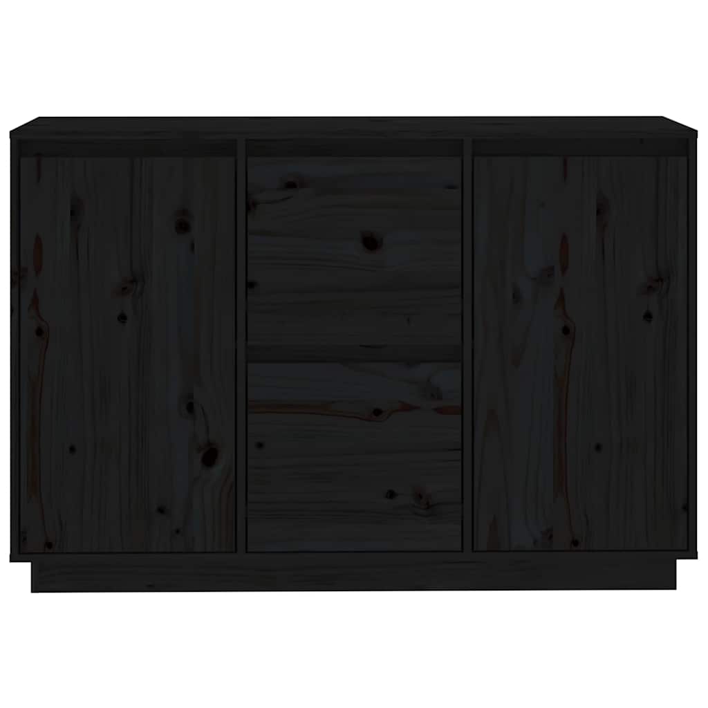 Sideboard Schwarz 111x34x75 cm Massivholz Kiefer