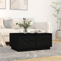 Couchtisch Schwarz 80x50x35 cm Massivholz Kiefer
