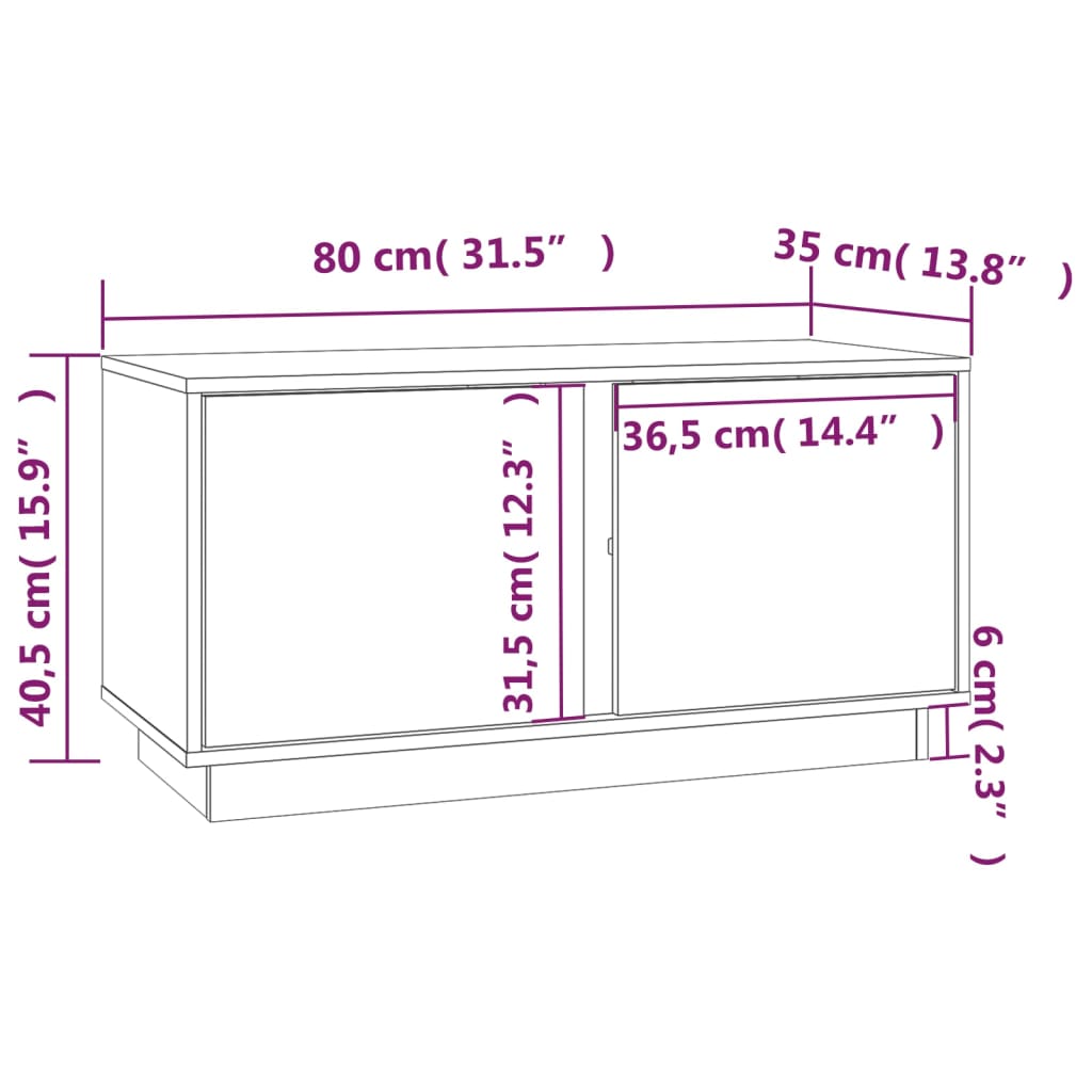 TV-Schrank 80x35x40,5 cm Massivholz Kiefer