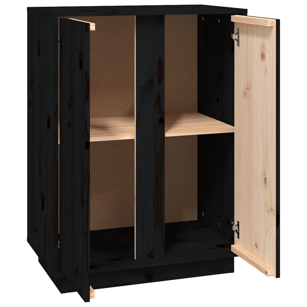 Sideboard Schwarz 60x35x80 cm Massivholz Kiefer