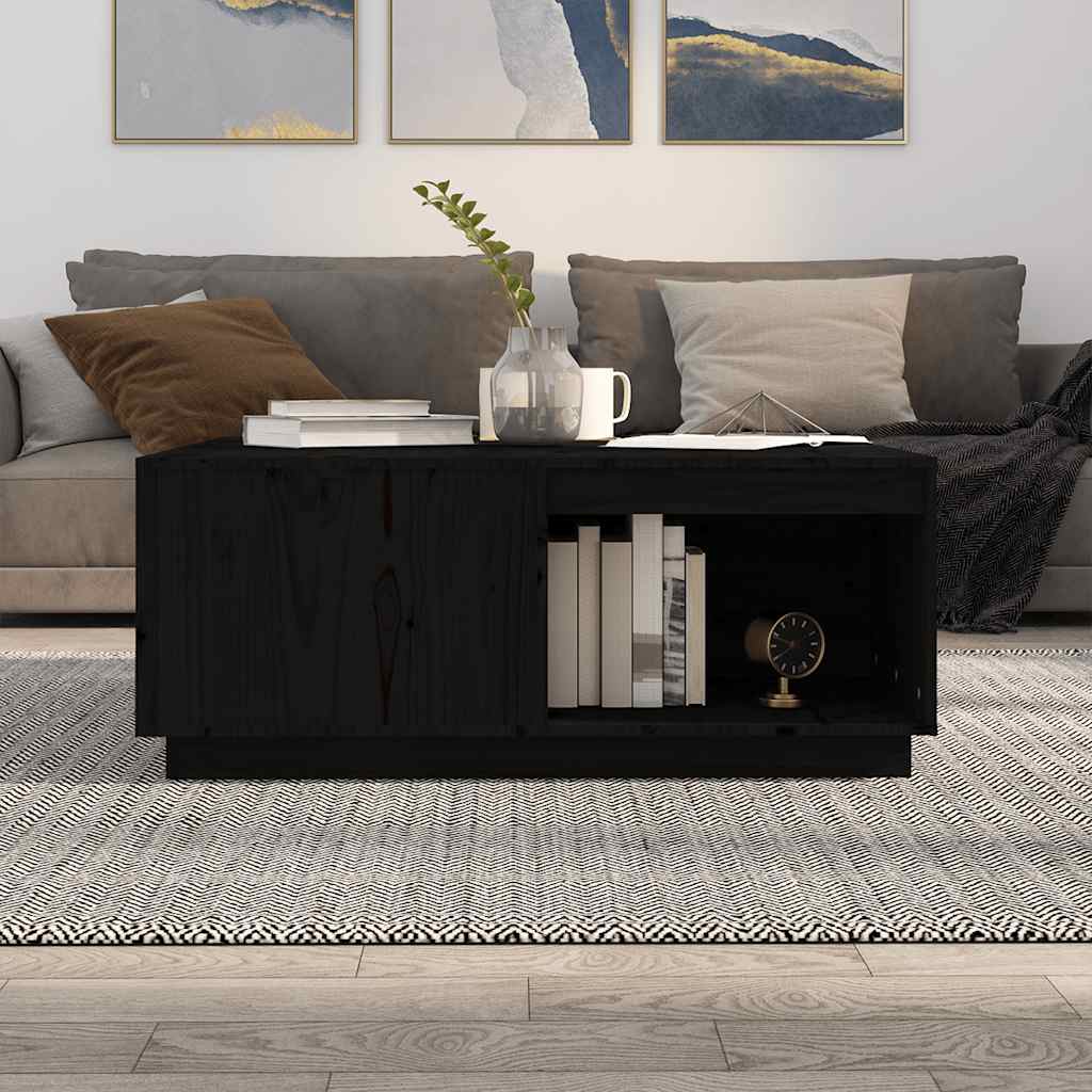 Couchtisch Schwarz 100x101x40,5 cm Massivholz Kiefer