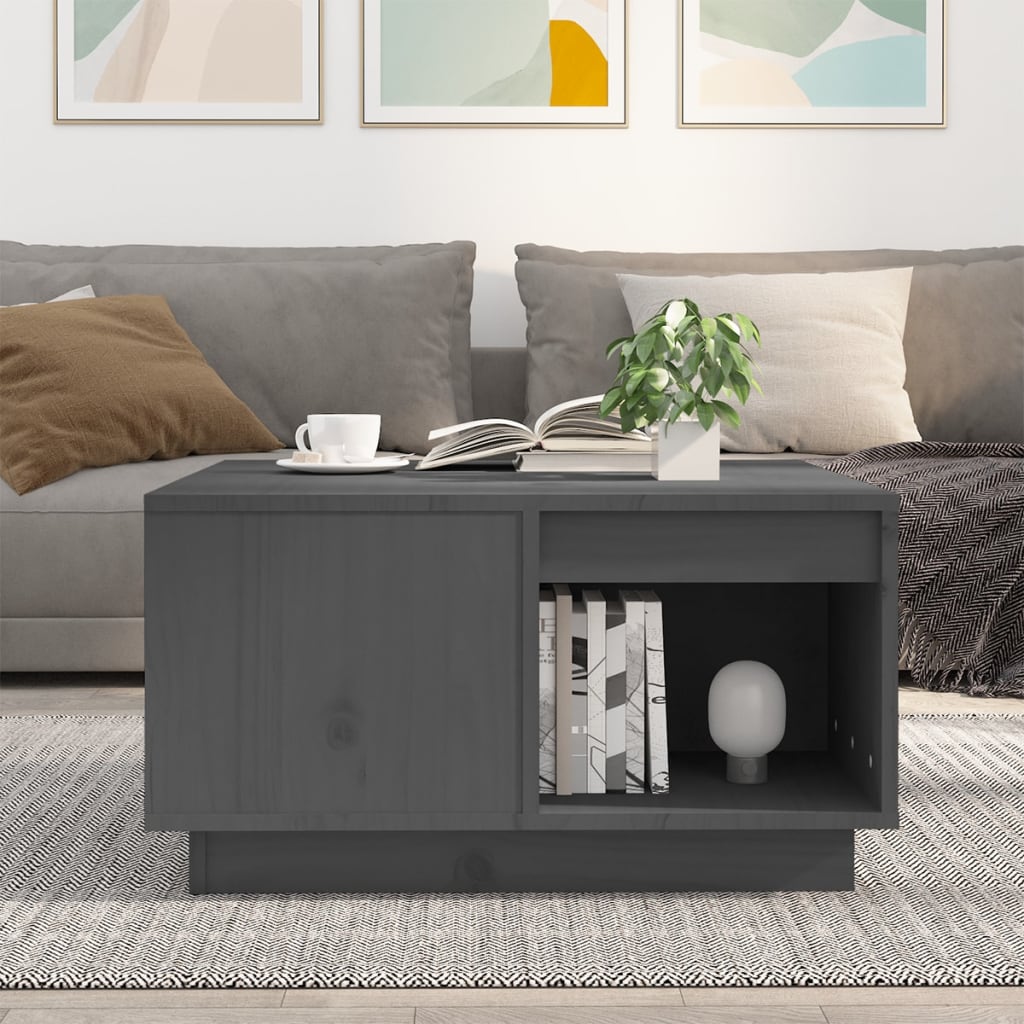 Couchtisch Grau 60x61x32,5 cm Massivholz Kiefer