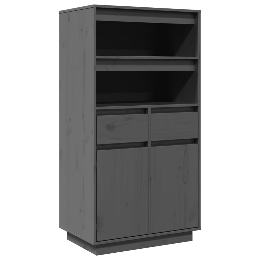 Highboard Grau 60x40x116,5 cm Massivholz Kiefer