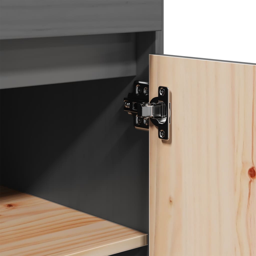 Highboard Grau 60x40x116,5 cm Massivholz Kiefer
