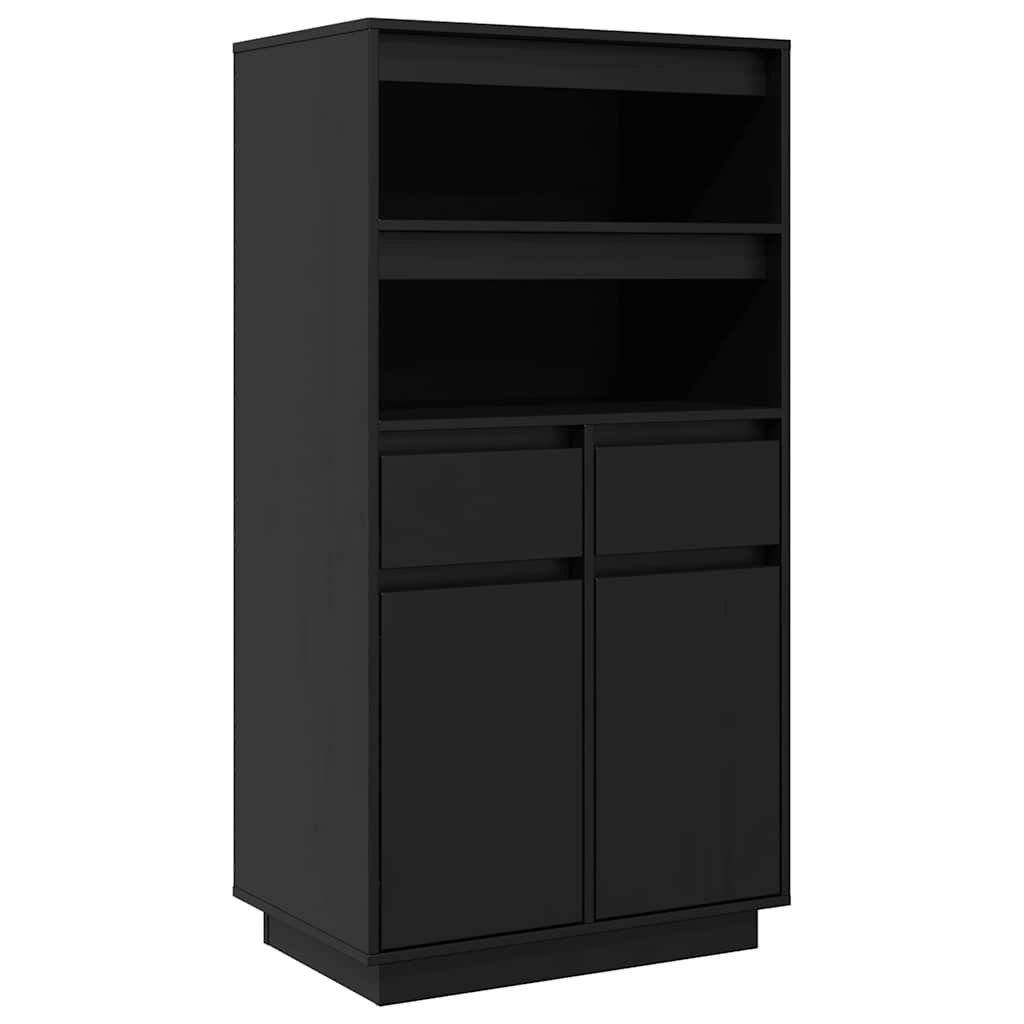 Highboard Schwarz 60x40x116,5 cm Massivholz Kiefer