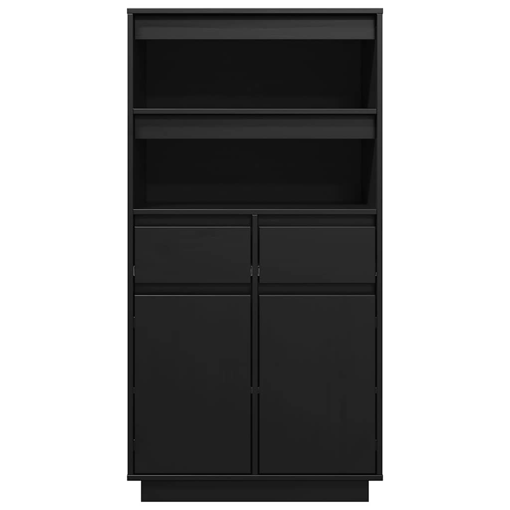 Highboard Schwarz 60x40x116,5 cm Massivholz Kiefer