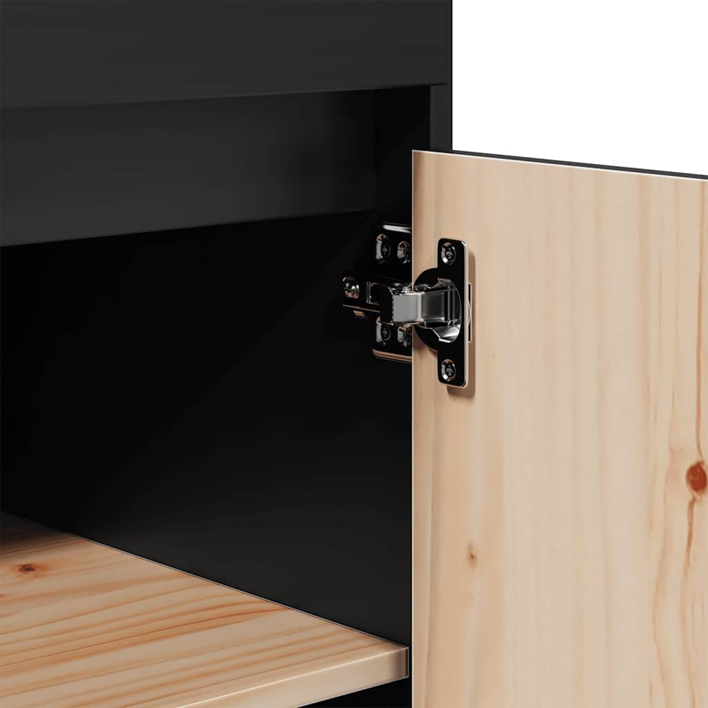 Highboard Schwarz 60x40x116,5 cm Massivholz Kiefer