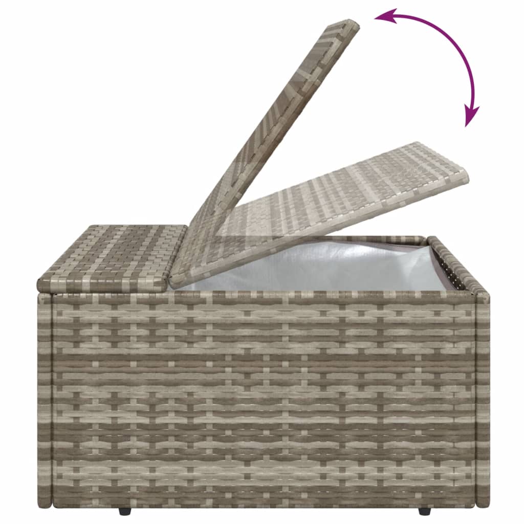 Gartenhocker mit Kissen Grau 55x55x30 cm Poly Rattan