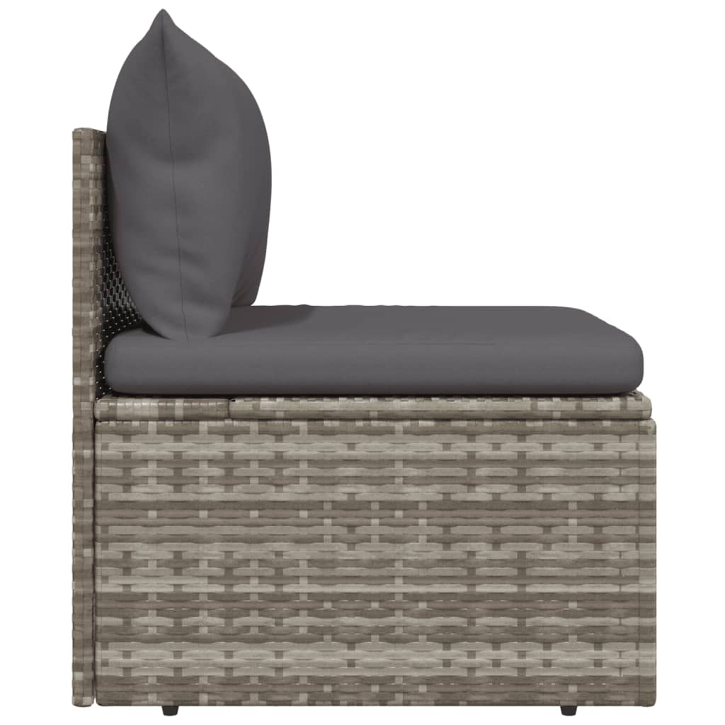 Garten-Mittelsofa mit Kissen Grau 57x57x56 cm Poly Rattan