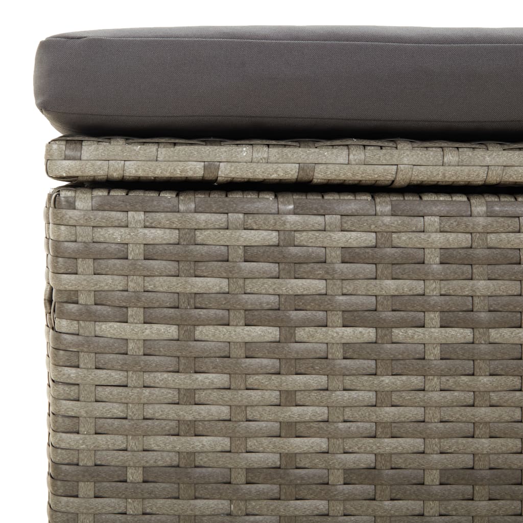 Garten-Ecksofa mit Kissen Grau 57x57x56 cm Poly Rattan