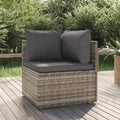 Garten-Ecksofa mit Kissen Grau 57x57x56 cm Poly Rattan
