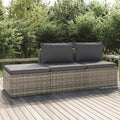 3-tlg. Garten-Lounge-Set mit Kissen Grau Poly Rattan