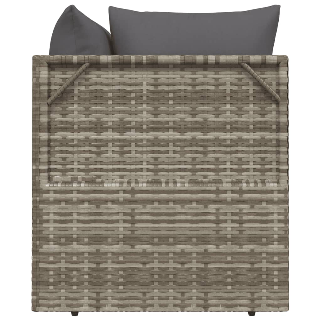 3-tlg. Garten-Lounge-Set mit Kissen Grau Poly Rattan