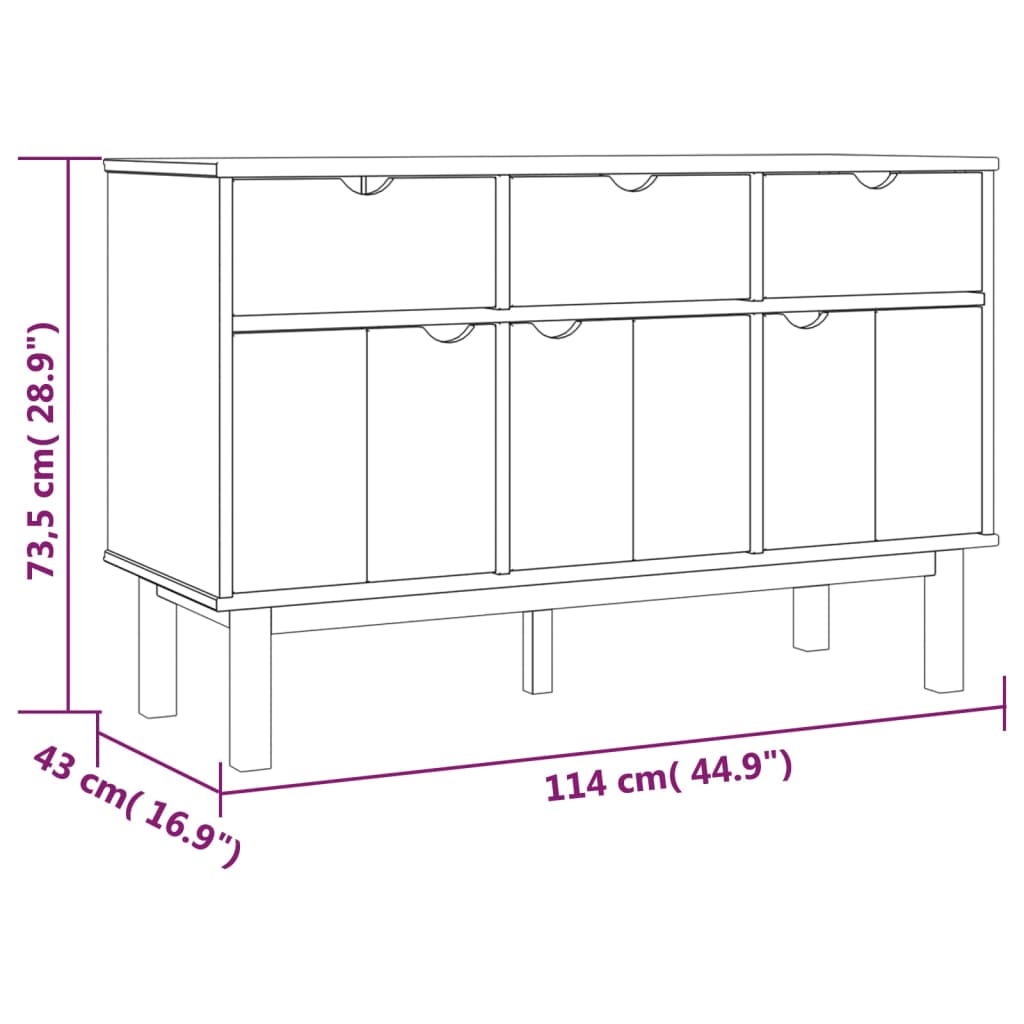 Sideboard OTTA Braun&Weiß 114x43x73,5 cm Massivholz Kiefer