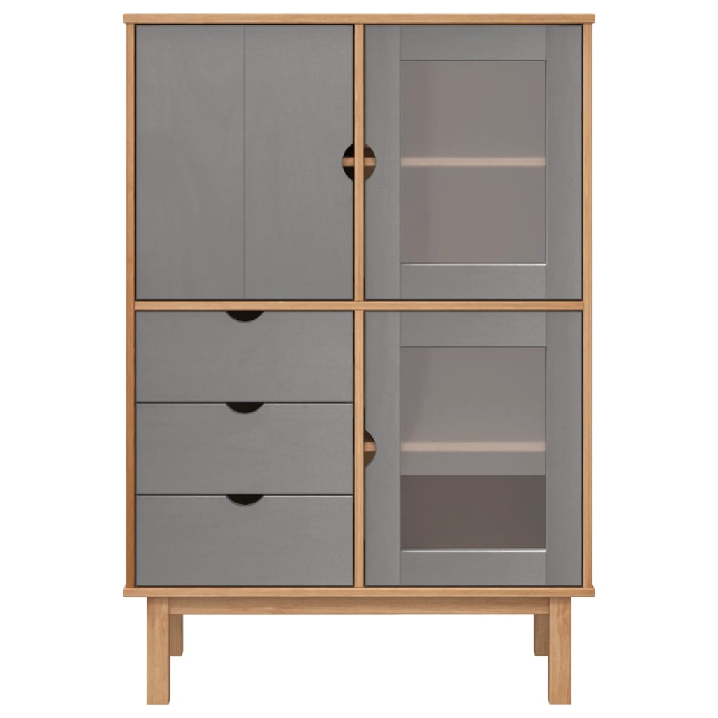 Highboard OTTA Braun&Grau 85x43x125 cm Massivholz Kiefer