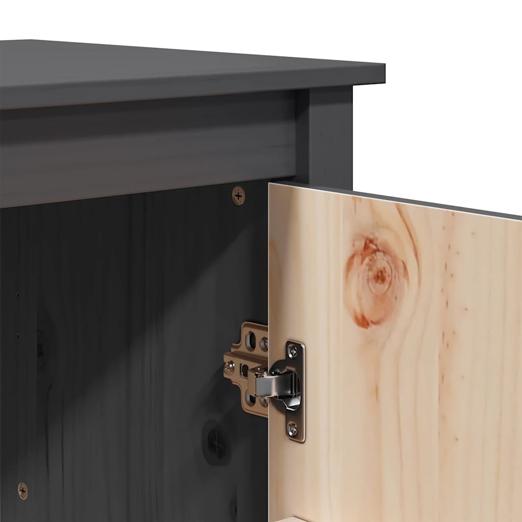 Highboard Grau 83x41,5x100 cm Massivholz Kiefer