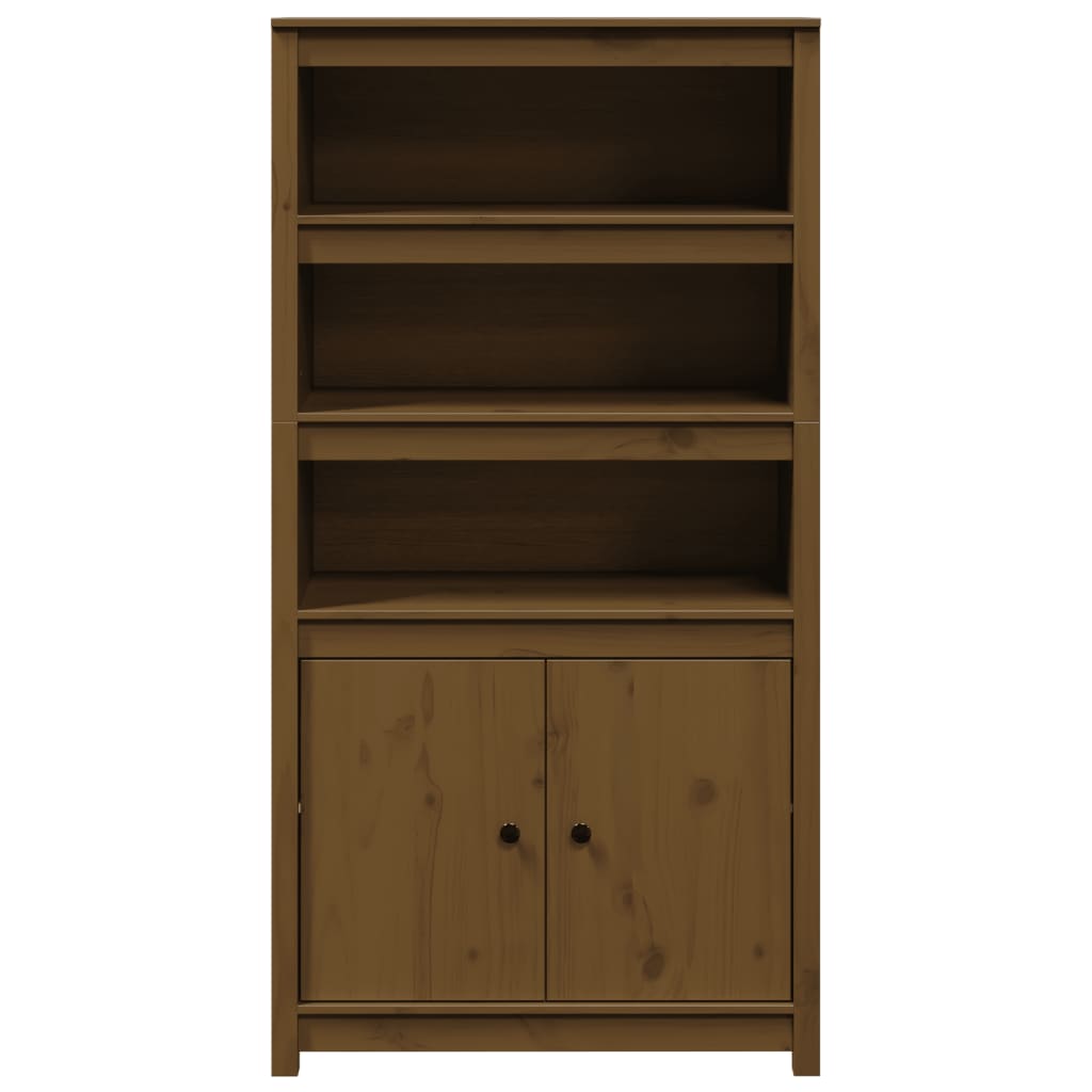 Highboard Honigbraun 80x35x154 cm Massivholz Kiefer