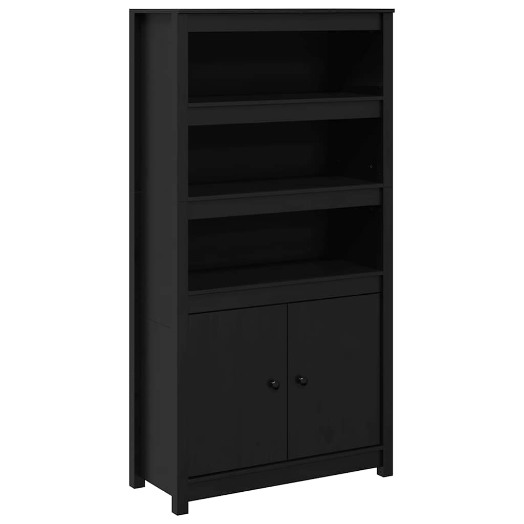 Highboard Schwarz 80x35x154 cm Massivholz Kiefer